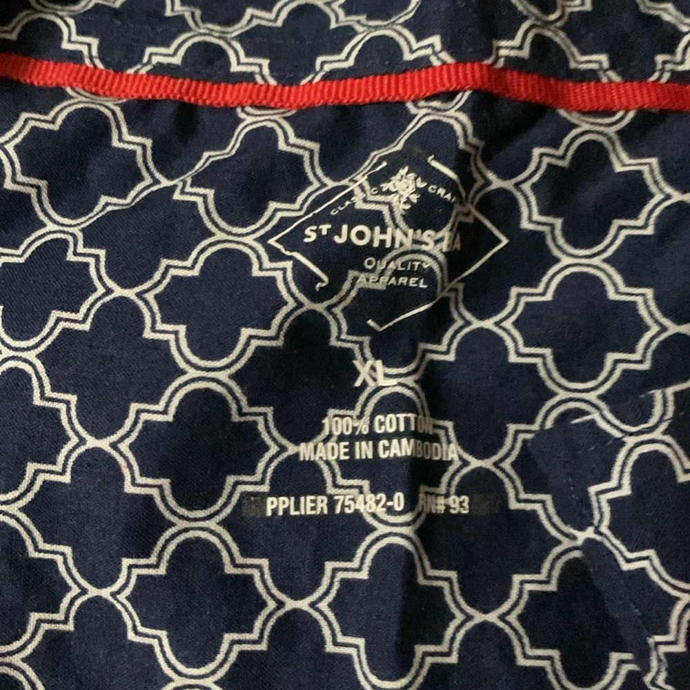 100% Cotton Navy Abstract Print Sleeveless Blouse X-Large XL - Picture 3 of 3